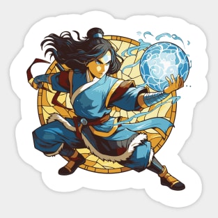 katara water tribe in battle position Sticker